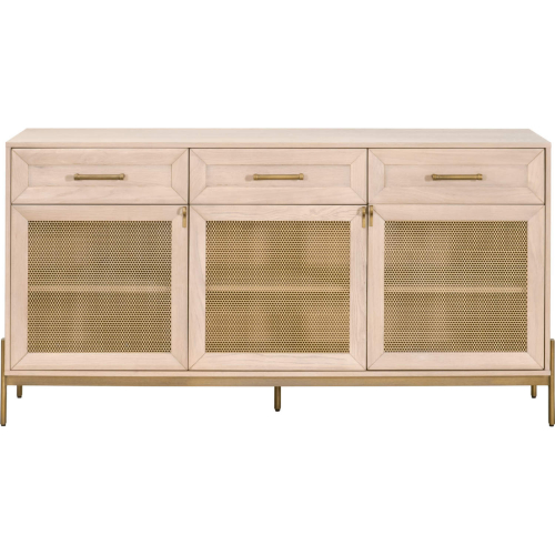 Dwell Media Sideboard in Light Honey Oak & Brushed Gold 6086.LHON/BGLD