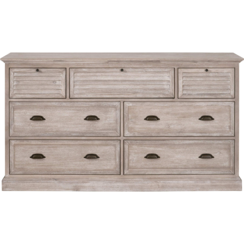 Eden 7 Drawer Media Dresser in Natural Gray Acacia Wood