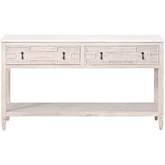 Emerie 2 Drawer Console Table in White Wash Pine & White Quartz 8016.WW-PNE/WHTQ