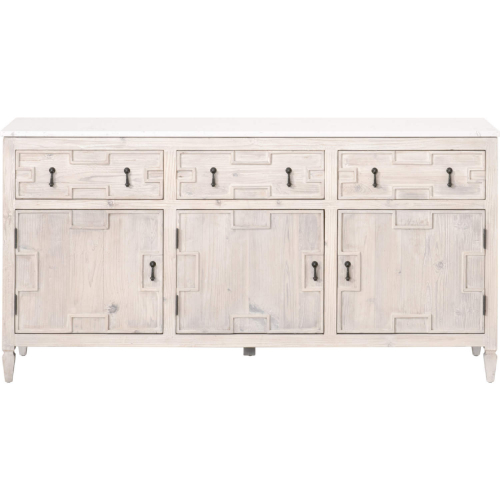 Emerie 62" TV Stand Media Sideboard in White Wash Pine & White Quartz 8015.WW-PNE/WHTQ