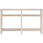 Emerie Narrow Console Table in White Wash Pine & White Quartz