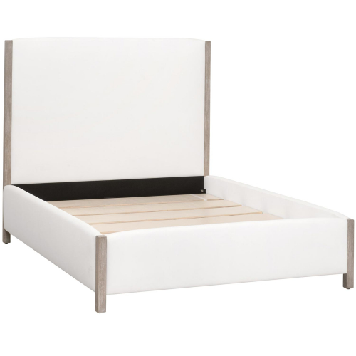 Emmett Queen Bed in LiveSmart Peyton Pearl Fabric & Natural Gray Wood