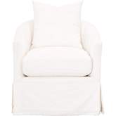 Faye Slipcover Swivel Club Chair in Cream Crepe Fabric