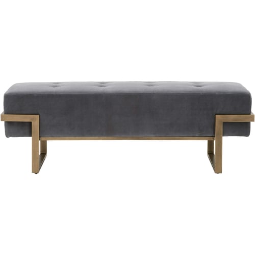 Fiona Bench in Tufted Blush Gray Velvet on Brass