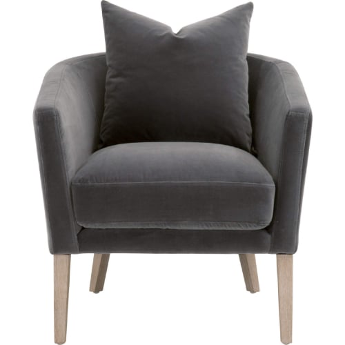 Gordon Accent Club Chair in Dark Dove Gray Velvet & Oak