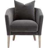 Gordon Accent Club Chair in Dark Dove Gray Velvet & Oak 7196UP.DDOV/NG