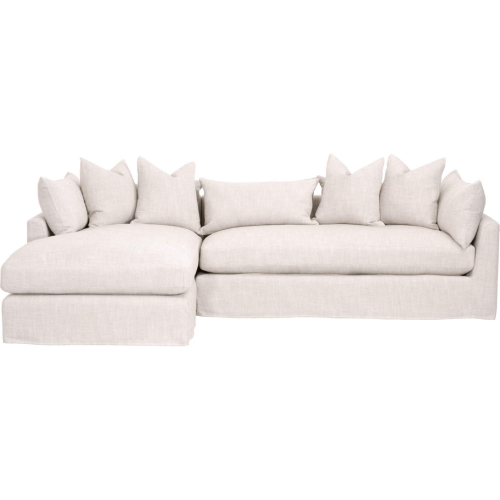 Haven Left Facing Lounge Slipcover Sectional Sofa in Bisque Fabric