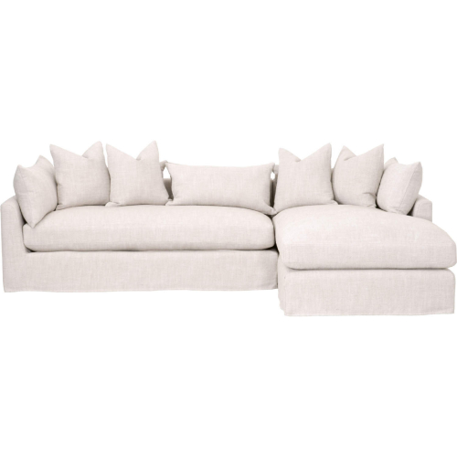 Haven Right Facing Lounge Slipcover Sectional Sofa in Bisque Fabric