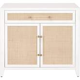 Holland Chest in Matte White & Rattan