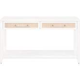 Holland Console Table in Matte White & Rattan