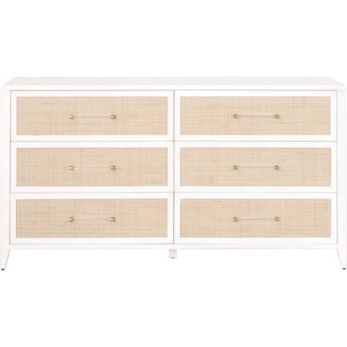 Holland Double Dresser in Matte White & Rattan 6148.WHT/NAT