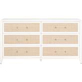 Holland Double Dresser in Matte White & Rattan