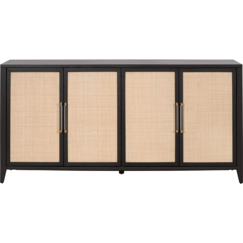 Holland Media Sideboard in Brushed Black Acacia & Natural Rattan 6142.B-BLK/NAT