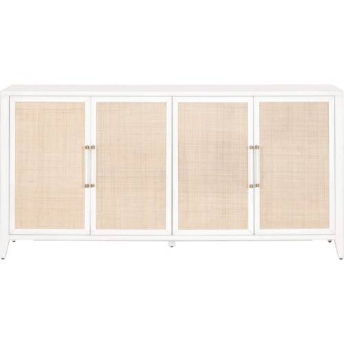 Holland Media Sideboard in Matte White & Rattan