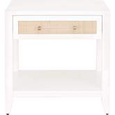 Holland End Table in Matte White & Rattan 6144.WHT/NAT