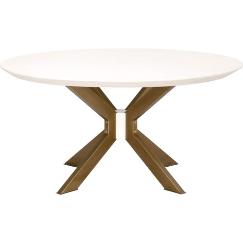 Industry 60" Round Dining Table  in Ivory Concrete & Brass