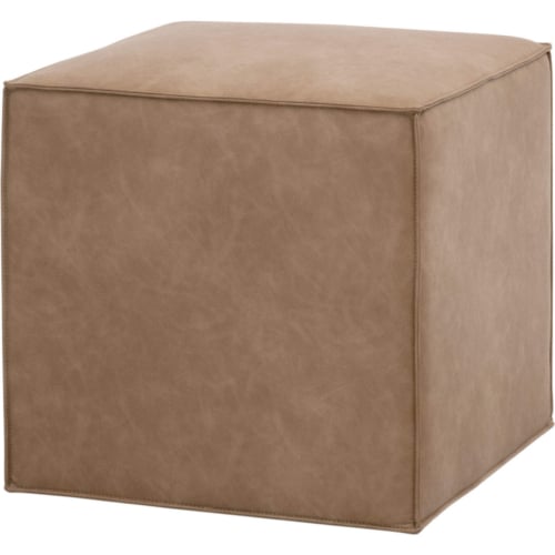 Knox Accent Cube Ottoman in Ivanhoe Toast Vegan Leather