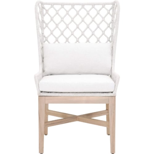 Lattis Outdoor Wing Dining Chair in Grey Teak & White 6804.WHT/WHT/GT