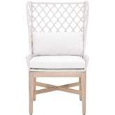 Lattis Outdoor Wing Dining Chair in Grey Teak & White 6804.WHT/WHT/GT