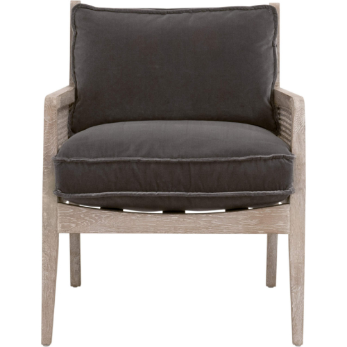 Leone Club Chair in Gray Oak, Cane & Dark Gray Velvet