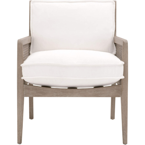 Leone Accent Club Chair in Pearl Fabric, Oak & Cane