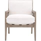 Leone Accent Club Chair in Pearl Fabric, Oak & Cane