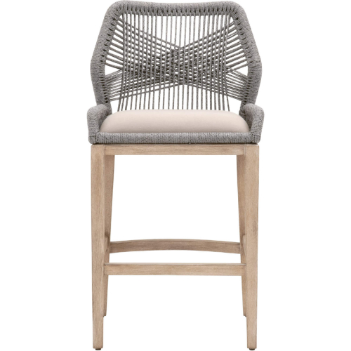 Loom Bar Stool in Platinum Rope, Light Gray Fabric & Gray Wood