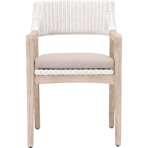 Lucia Dining Arm Chair in Gray Mahogany, White Rattan & Gray 6810.WTR/LGRY/NG