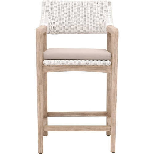 Lucia Counter Stool in White Rattan, Gray Fabric & Gray Wood 6810CS.WTR/LGRY/NG