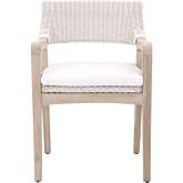 Lucia Outdoor Arm Chair in Gray Teak & White Loom