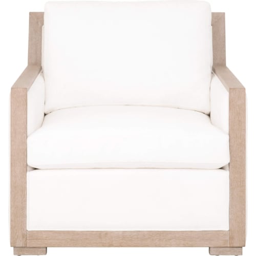 Manhattan Accent Arm Chair in Pearl Fabric & Gray Oak Trim