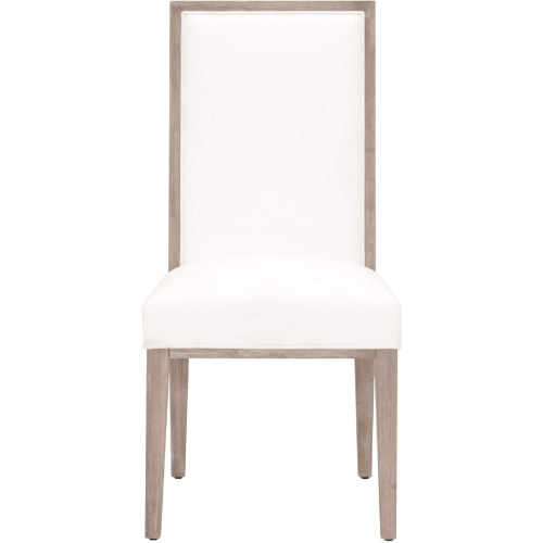 Martin Dining Chair in Pearl Fabric on Grey Wood (Set of 2)