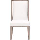 Martin Wing Back Dining Chair in Pearl Fabric on Grey Wood (Set of 2)