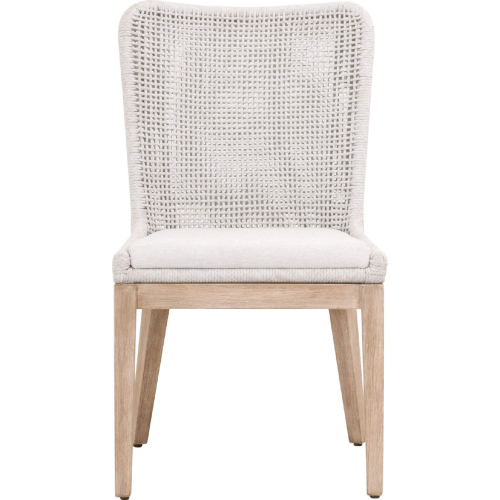 Mesh Dining Chair in White Speckle Rope & Fabric & Gray Wood 6854.WHT/WHT/NG (Set of 2)