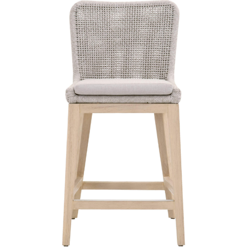 Mesh Outdoor Counter Stool in Taupe & White Rope, Gray Fabric & Wood 6853CS.WTA/PUM/GT