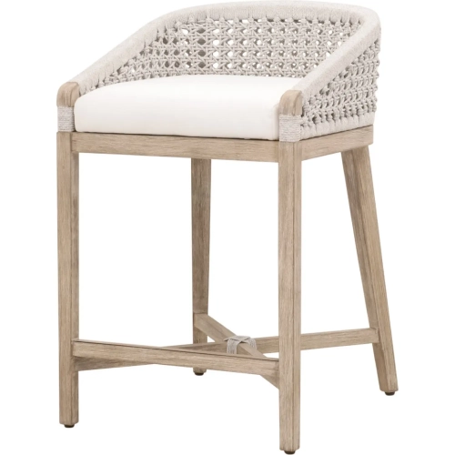 Montecito Counter Stool in White Speckle Rope, Pearl Fabric & Gray Wood 6795CS.WHT/LPPRL/NG