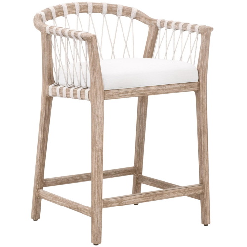 Pacific Counter Stool in White Speckle Rope, Pearl Fabric & Natural Gray Wood 6800CS.WHT/LPPRL/NG