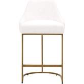 Parissa Counter Stool in Pearl Fabric & Gold (Set of 2)