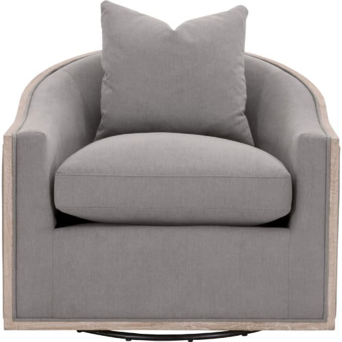 Paxton Swivel Accent Club Chair in Gray Fabric & Gray Wood