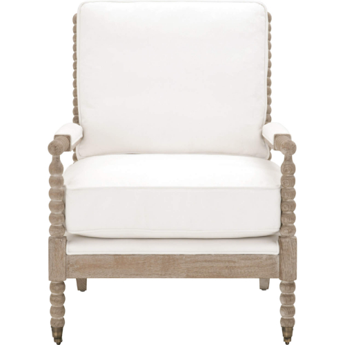 Rouleau Accent Club Chair in Pearl Fabric & Gray Wood