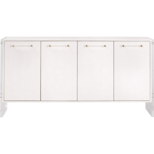 Sonia Media Sideboard in Pearl White Faux Shagreen & Acrylic 6110.PRL-SHG/BBRS