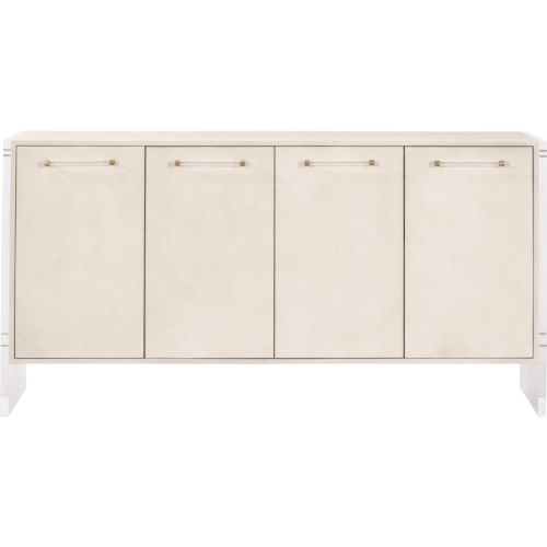 Sonia Media Sideboard in White Faux Shagreen, Lucite & Brass 6110.WHT-SHG/BBRS