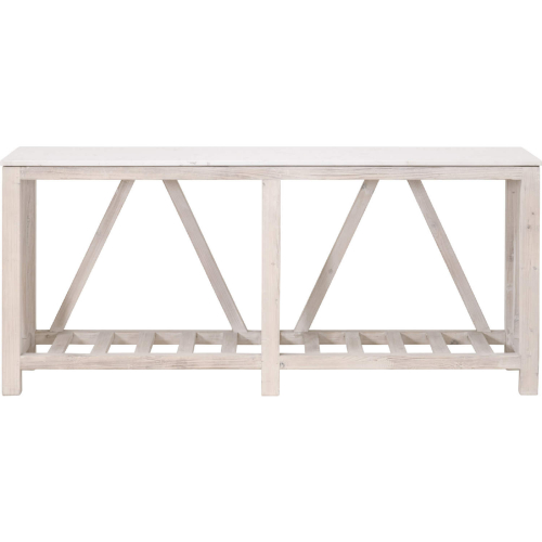 Spruce Console Table in White Wash Pine & White Quartz