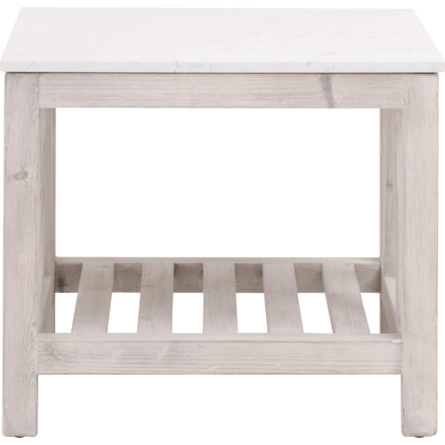 Spruce End Table in White Wash Pine & White Quartz