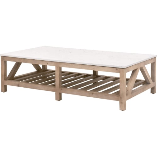 Spruce Coffee Table in Smoke Gray Pine & White Quartz