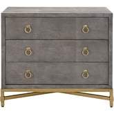 Strand Nightstand in Grey Faux Shagreen & Brushed Gold 6120.GRY-SHG/GLD