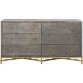 Strand Double Dresser in Grey Faux Shagreen & Brushed Gold 6122.GRY-SHG/GLD