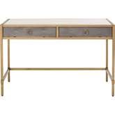 Strand Writing Desk in Grey Faux Shagreen & Brushed Gold 6124.GRY-SHG/GLD