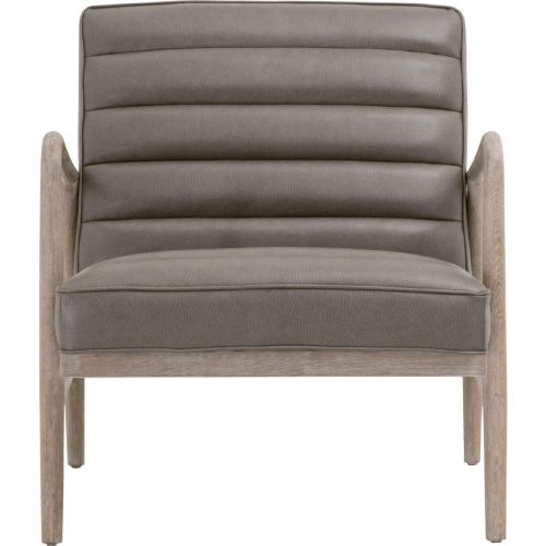 Tahoe Accent Club Chair in Channel Tufted Gray Leatherette & Wood