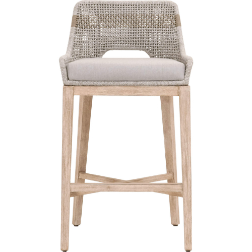 Tapestry Bar Stool in Taupe & White Flat Rope